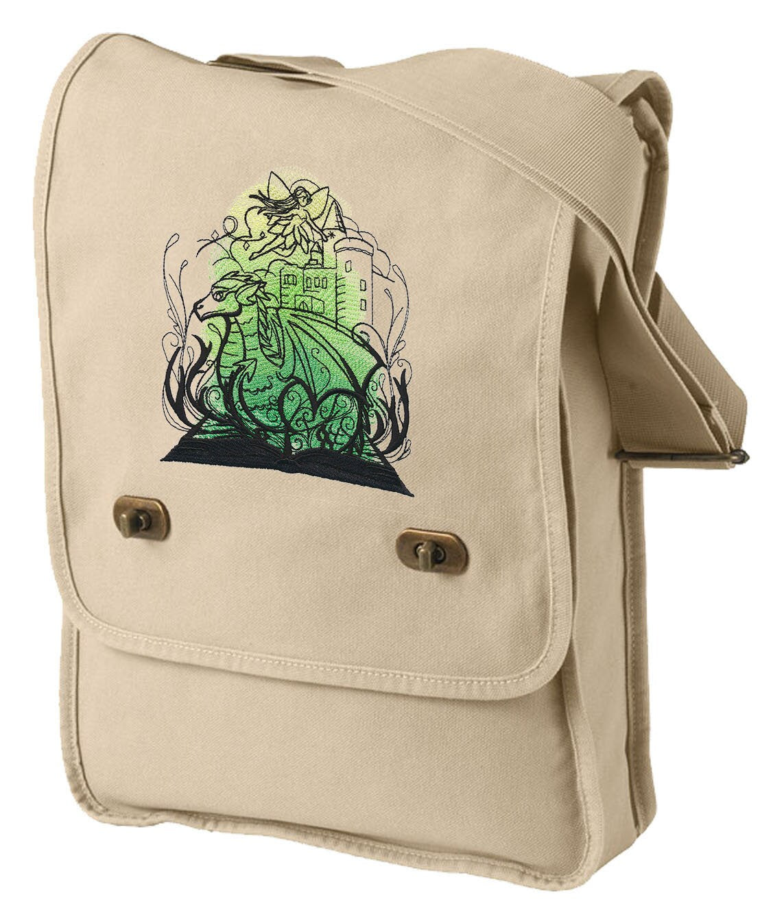 Literary Magic - Fantasy Embroidered Canvas Field Bag
