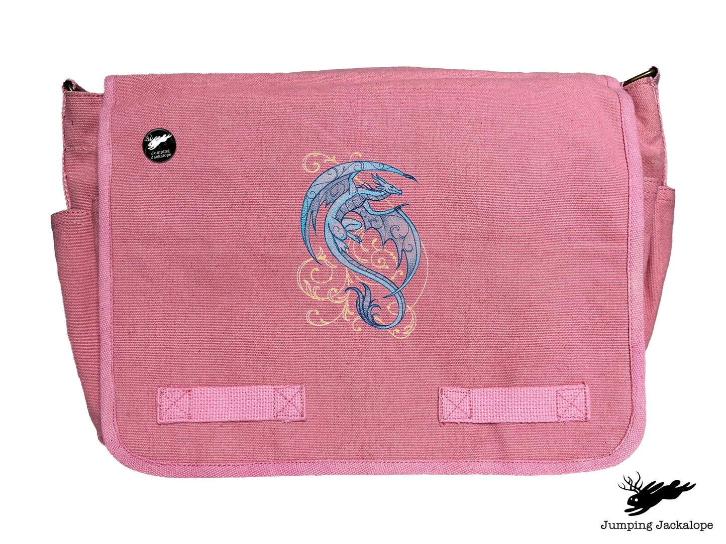 Dragon Spirals Embroidered Classic Canvas Messenger Bag