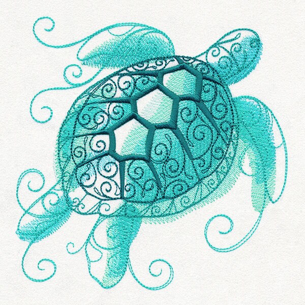 Aqua Marine - Sea Turtle Embroidered Canvas Field Bag