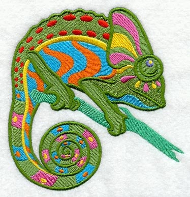 Caribbean Creatures Chameleon Embroidered Canvas Field Bag