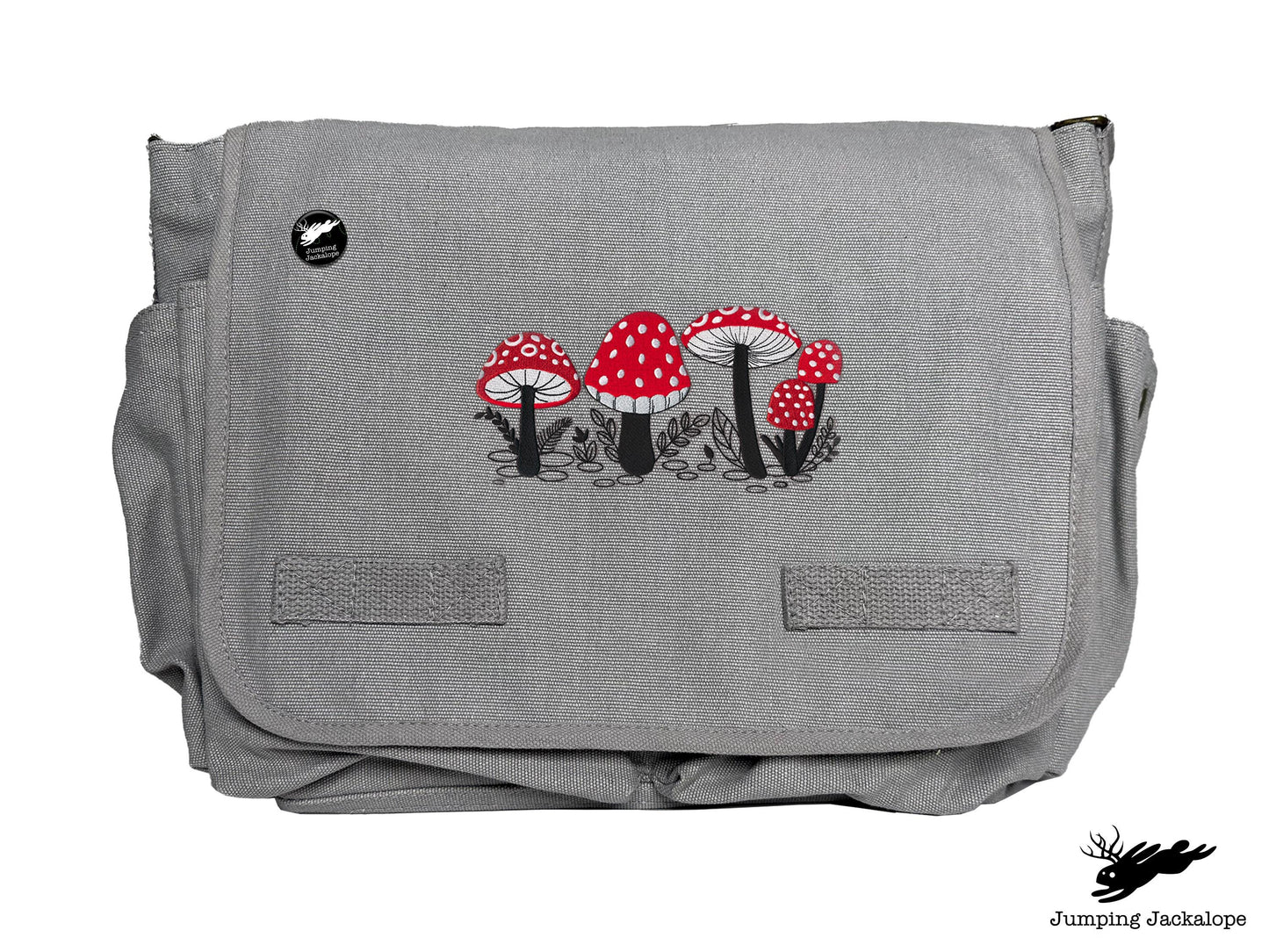 Morel of the Story Mushroom Design Embroidered Classic Canvas Messenger Bag