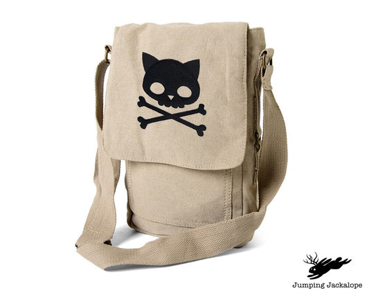 Punk Kitty Embroidered Padded Canvas Tech Bag