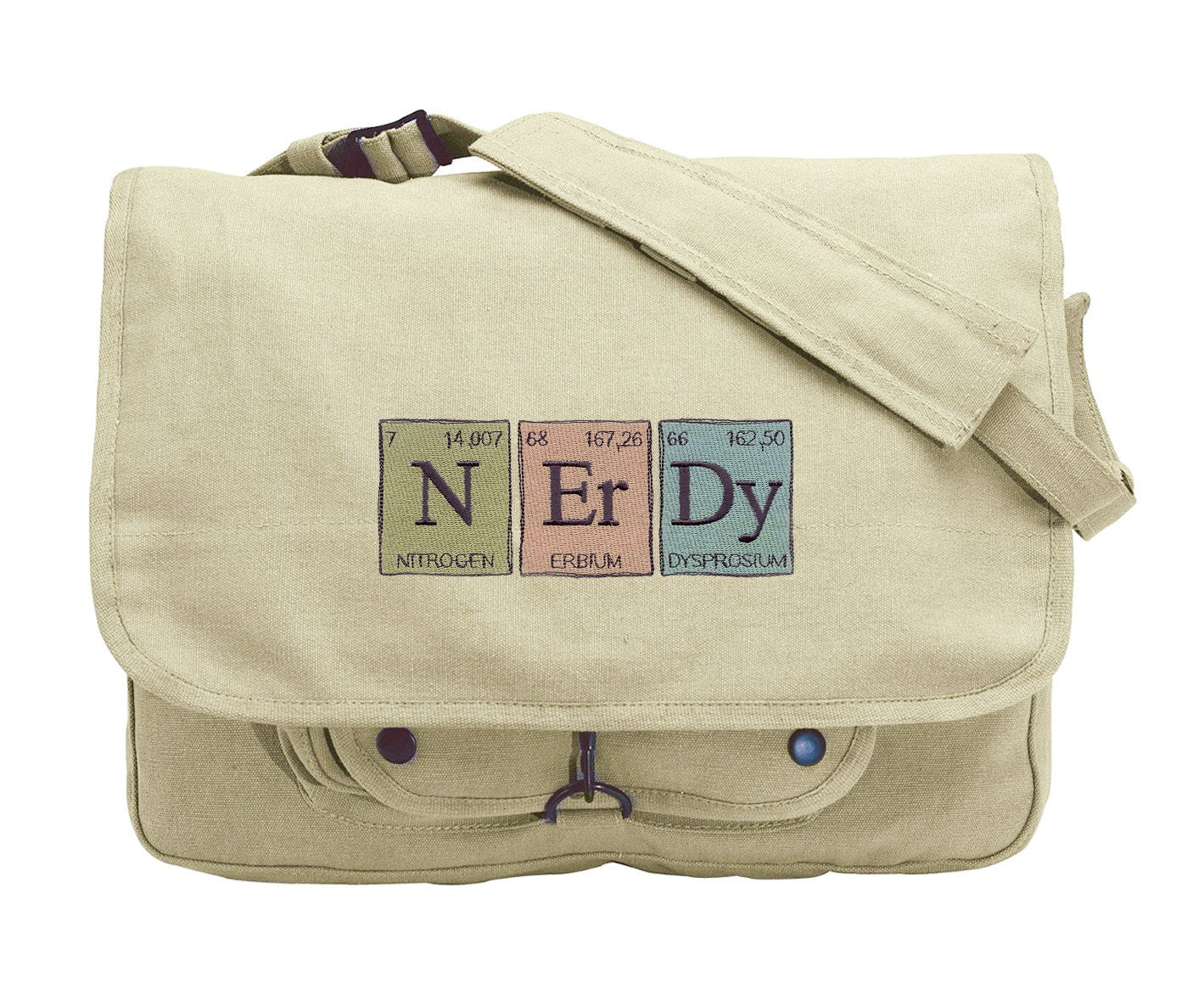 The Elements of Nerdy Embroidered Canvas Messenger Bag