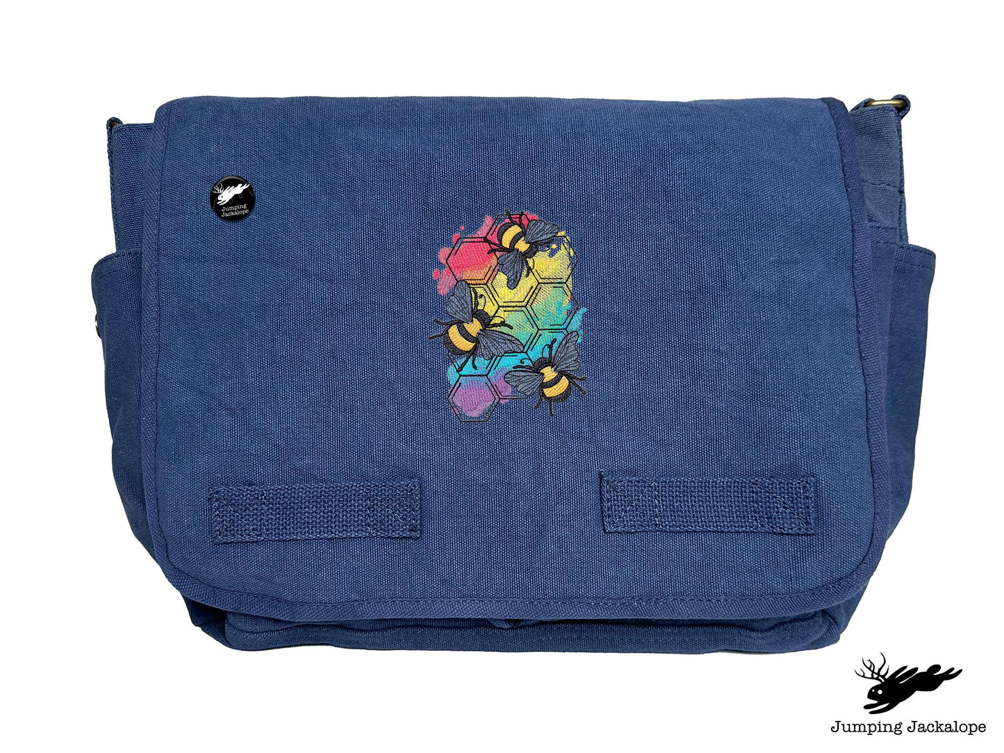 Rainbows & Bees Embroidered Messenger Bag