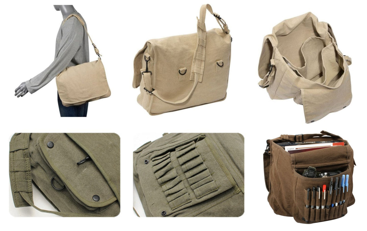 A Squirrel and His Nut Embroidered Canvas Messenger Bag