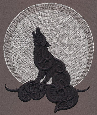 Howling Wolf Messenger Bag, Wolf Canvas Bag, Howl at the Moon Embroidered Canvas Messenger Bag