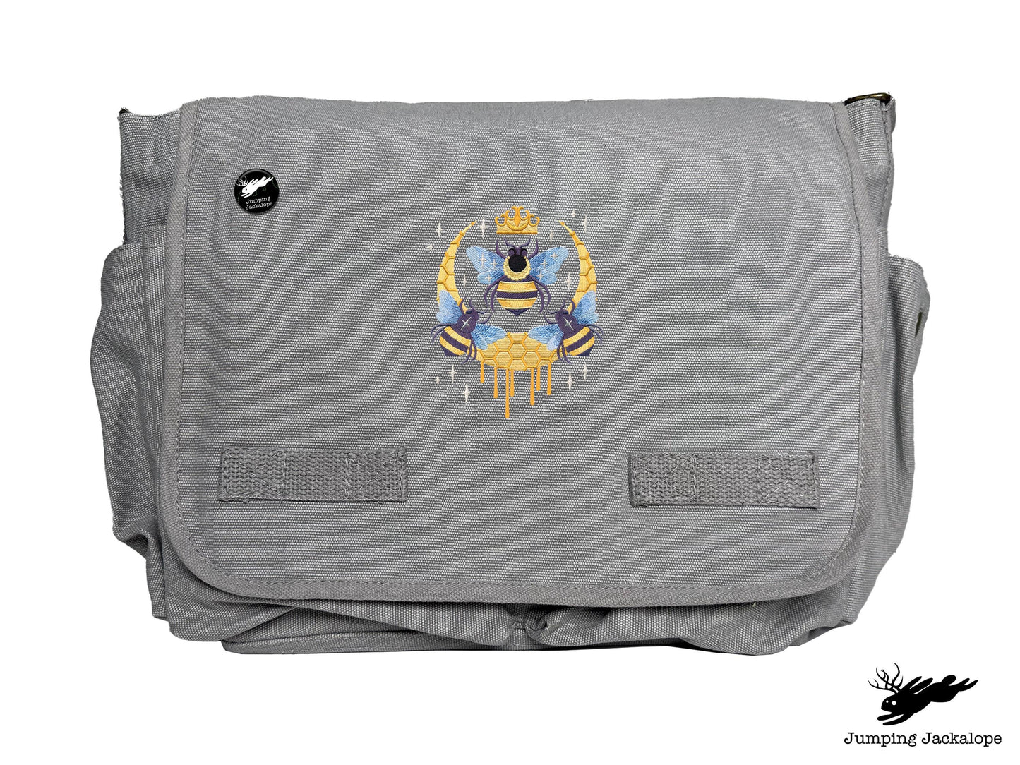 Queen Beehive Embroidered Messenger Bag