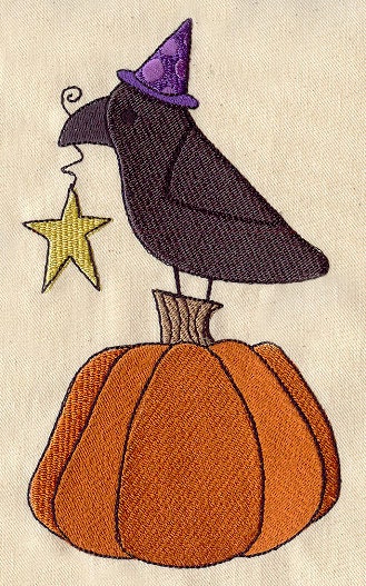Raven and Pumpkin Embroidered Canvas Messenger Bag