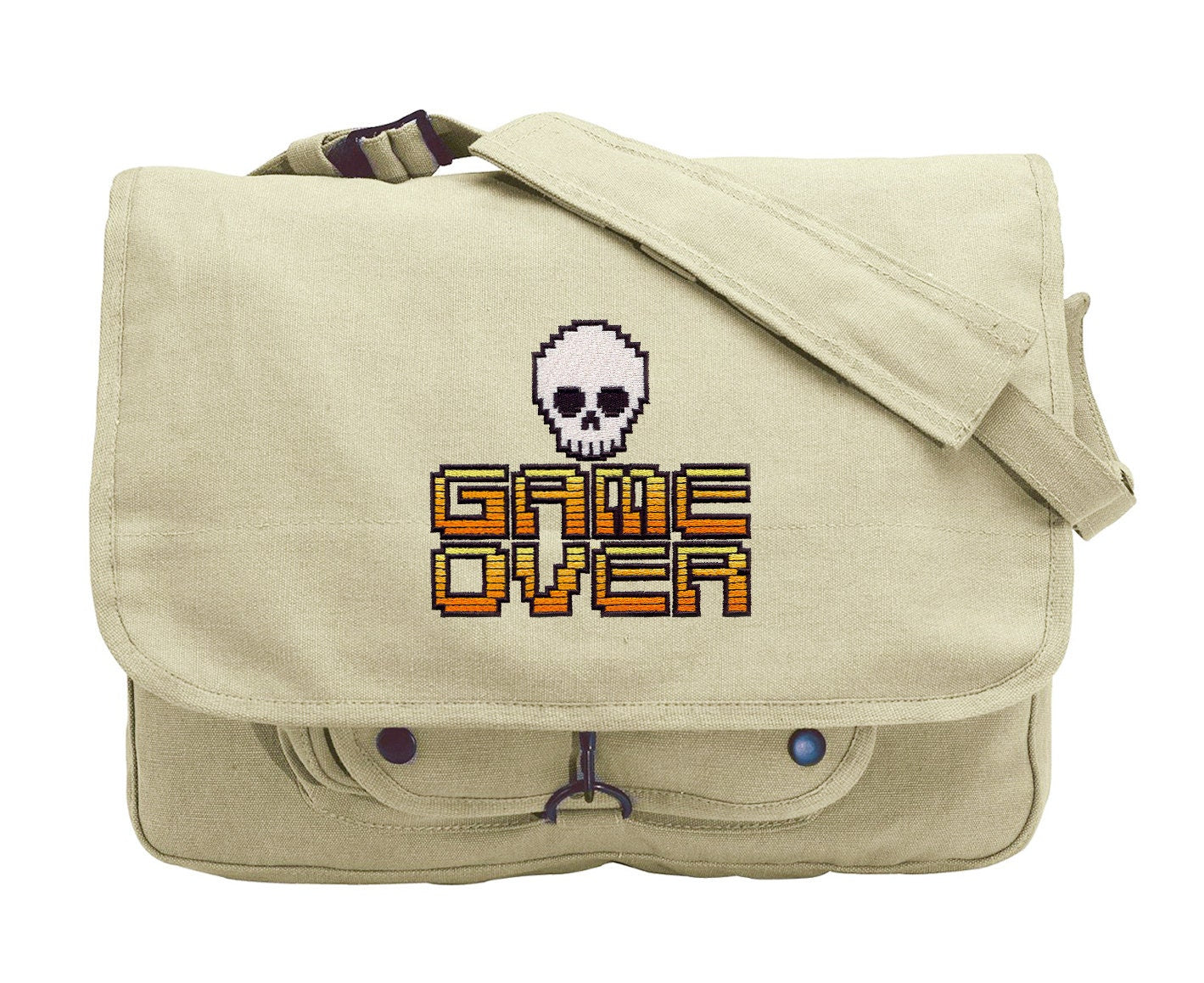 Game Over Embroidered Canvas Messenger Bag