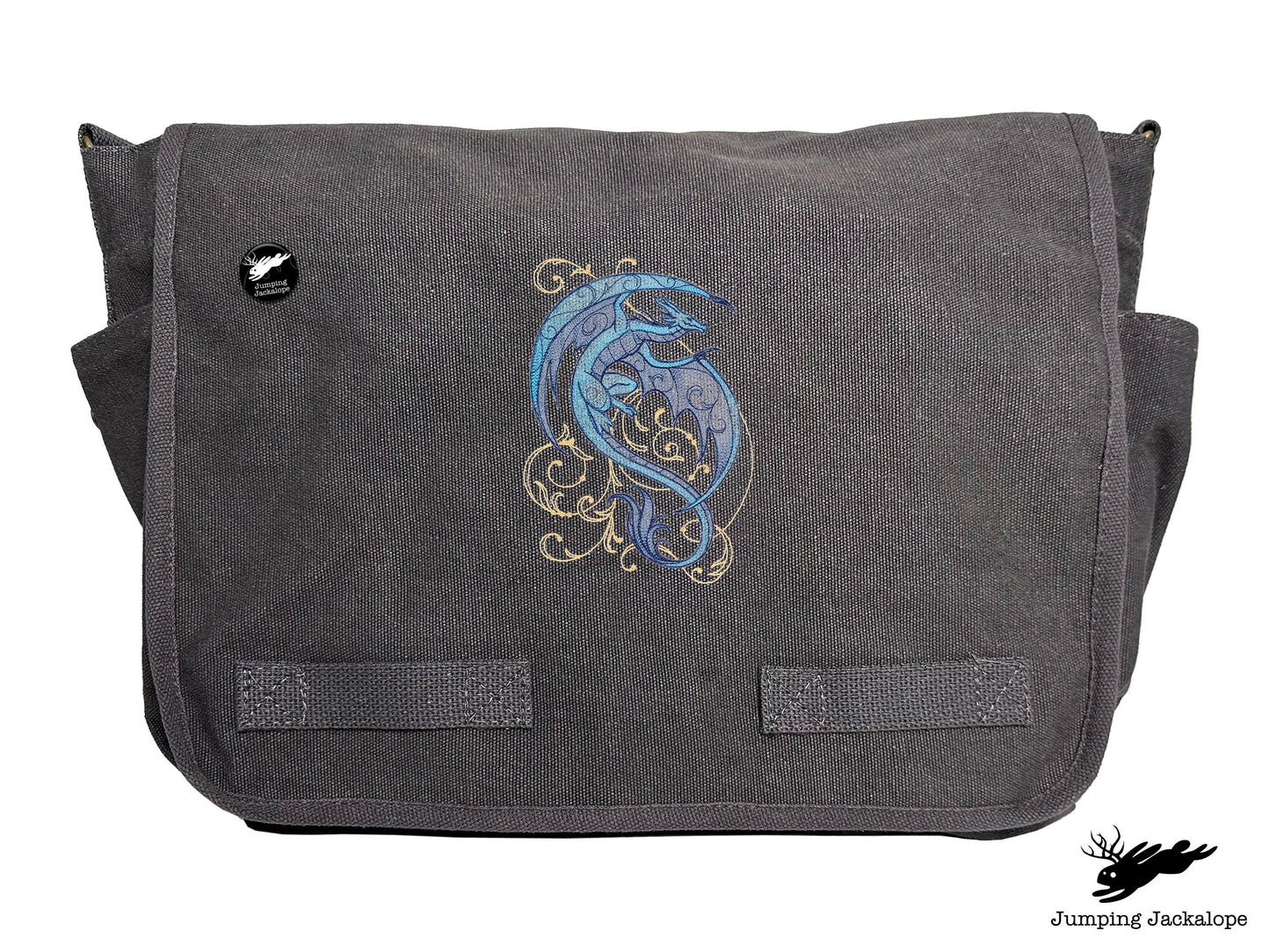 Dragon Spirals Embroidered Classic Canvas Messenger Bag