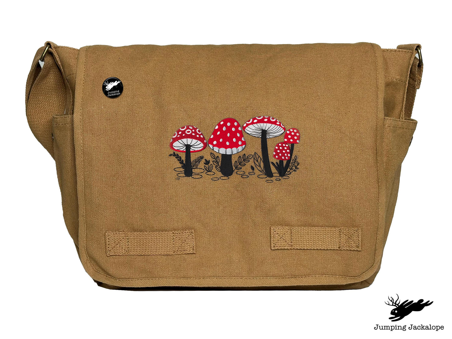 Morel of the Story Mushroom Design Embroidered Classic Canvas Messenger Bag