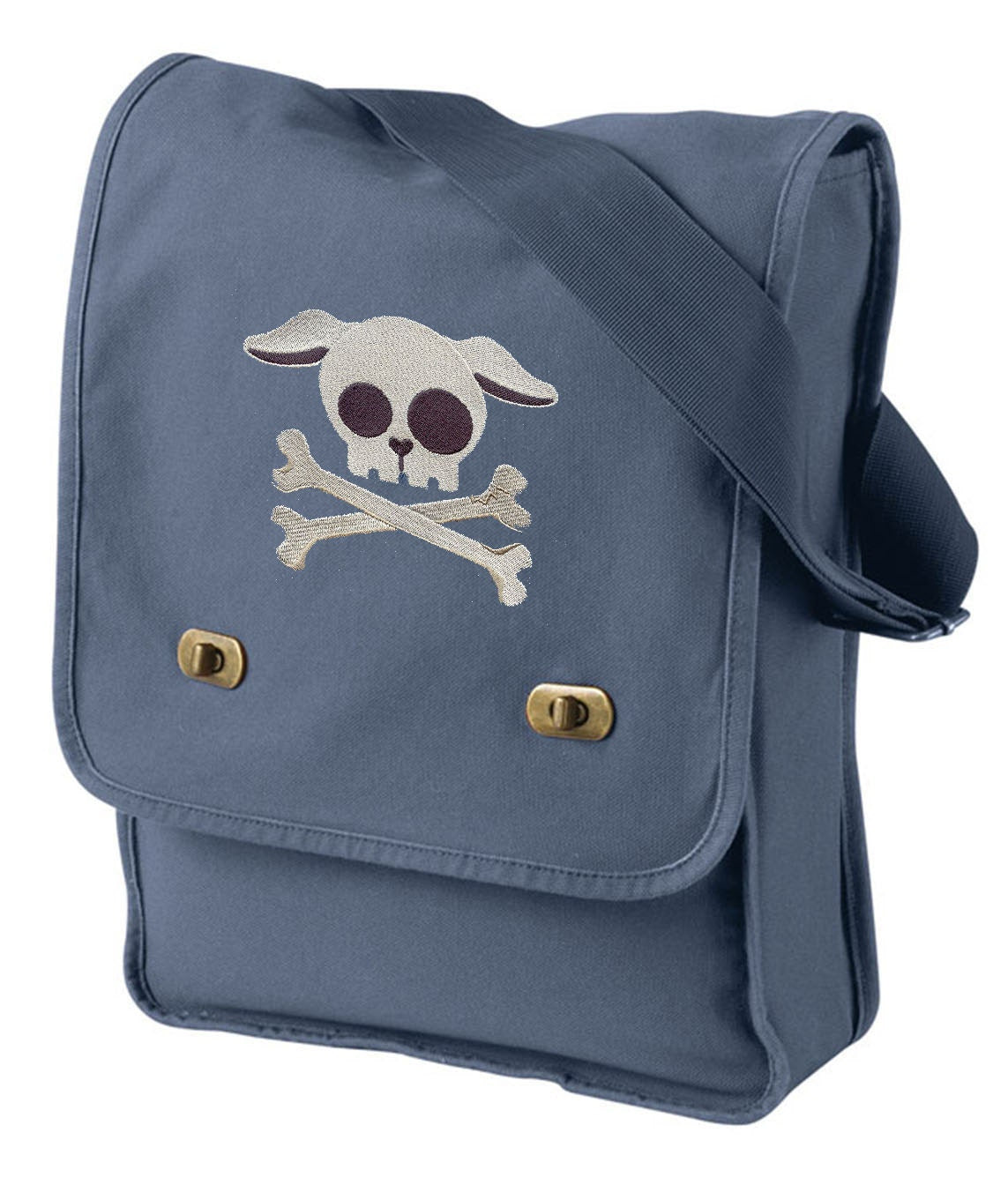 Skully Pup Embroidered Canvas Field Bag