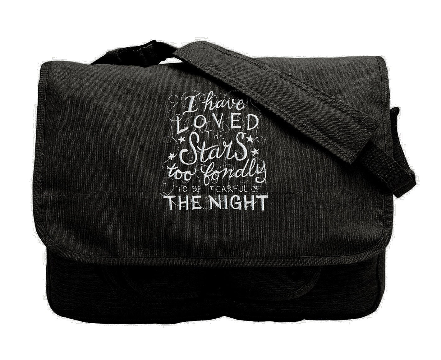 I Have Loved the Stars Embroidered Canvas Cotton Messenger Bag Style 1