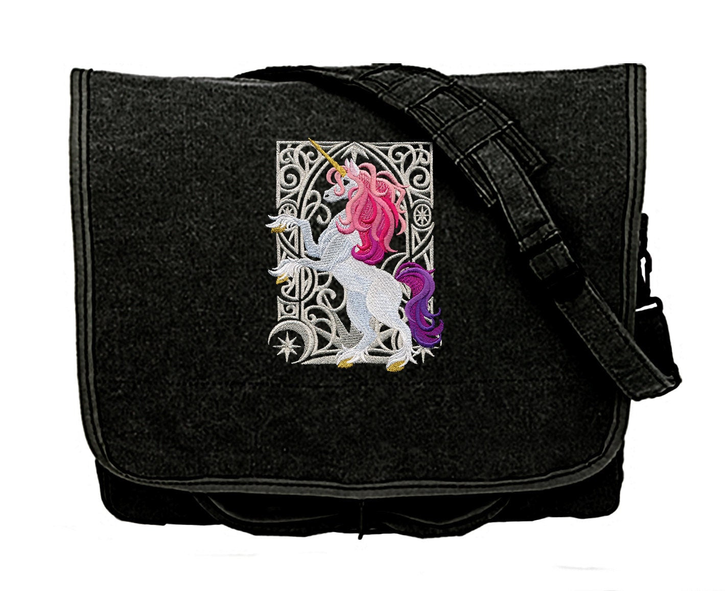 Unicorn Nouveau Embroidered Canvas Messenger Bag