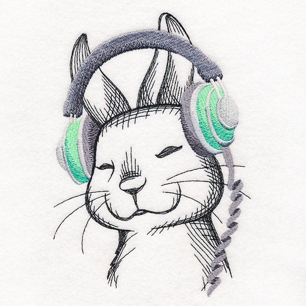 Hoppin' Beats- Rabbit Embroidered Canvas Messenger Bag
