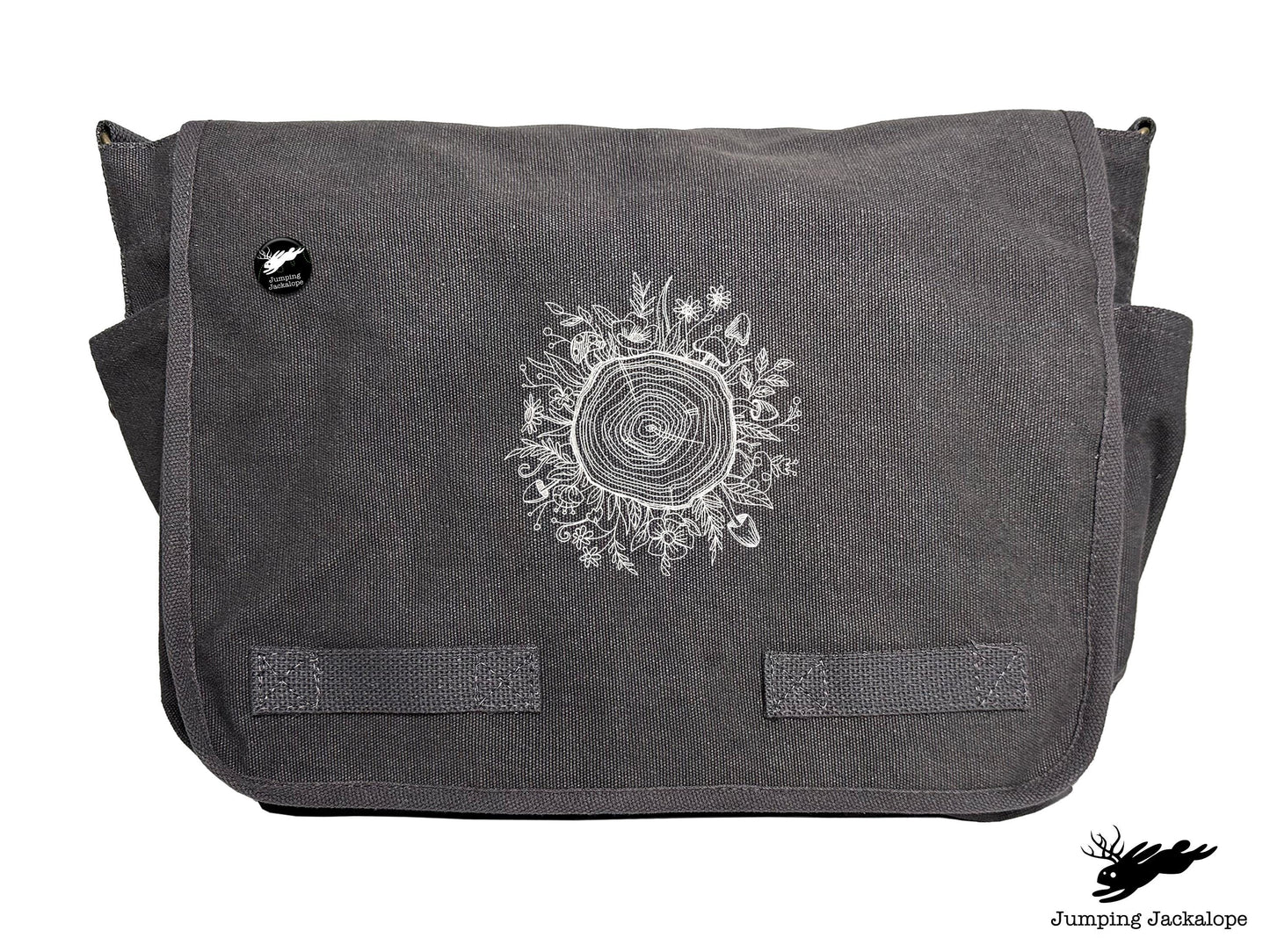 Botanical Tree Rings Design Embroidered Classic Canvas Messenger Bag