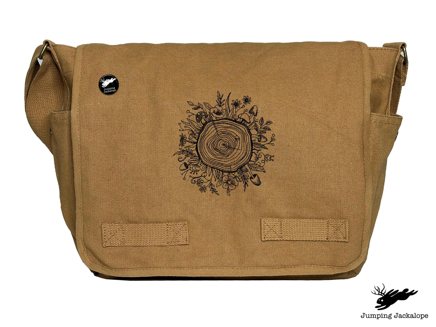 Botanical Tree Rings Design Embroidered Classic Canvas Messenger Bag