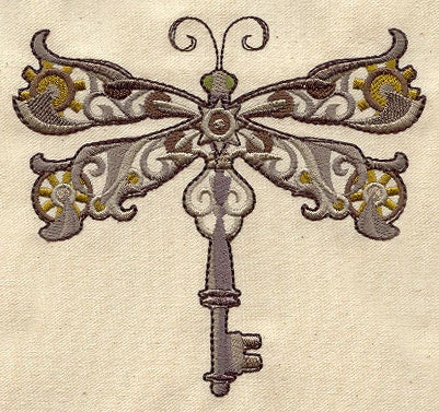 Steampunk Dragonfly Embroidered Canvas Messenger Bag