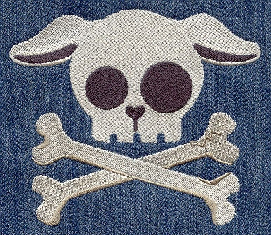 Skully Pup Embroidered Canvas Field Bag