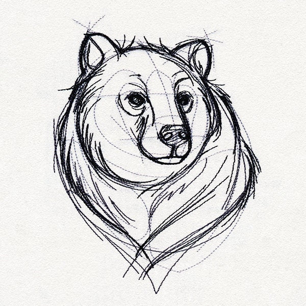 Sketchwork - Bear Embroidered Canvas Messenger Bag