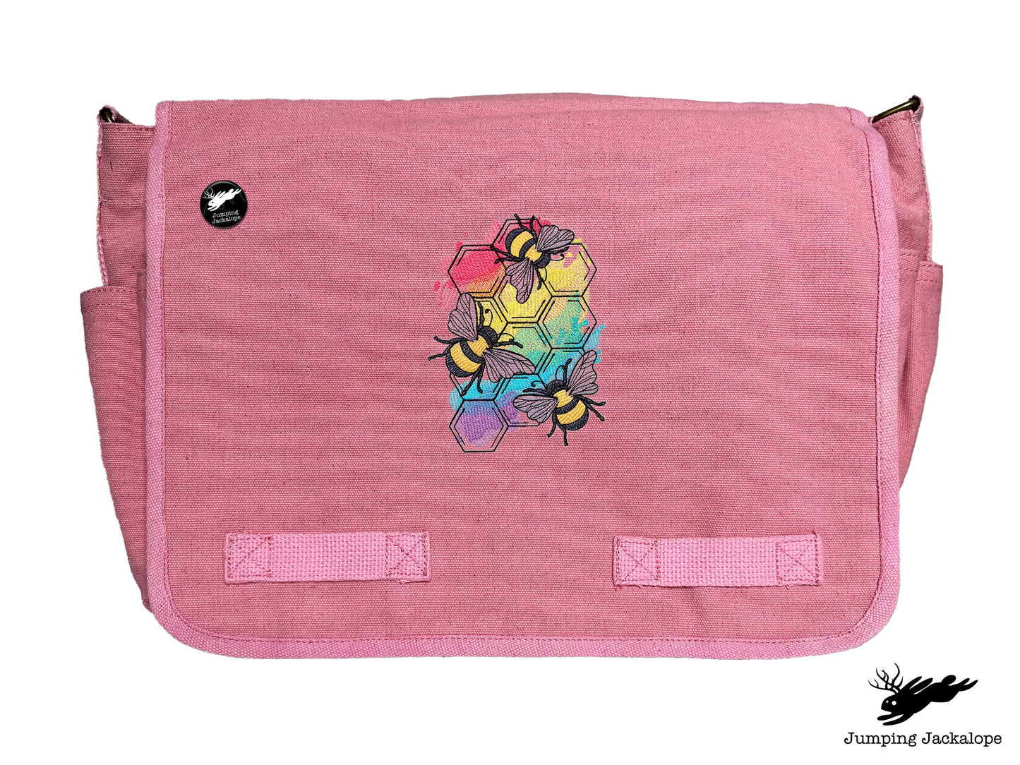 Rainbows & Bees Embroidered Messenger Bag