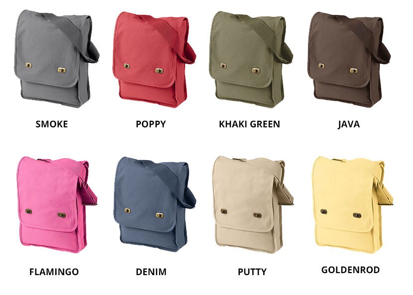 A Curious Find - Rabbit Bird Mushroom Embroidered Canvas Field Bag