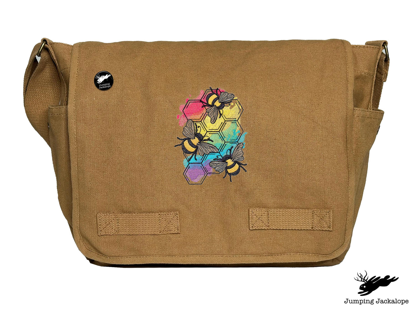 Rainbows & Bees Embroidered Messenger Bag