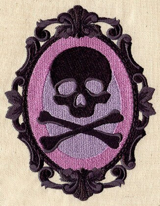 Cameo Mori Embroidered Skull Cameo Canvas Field Bag
