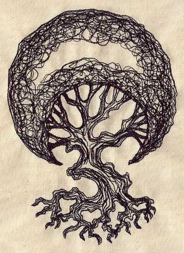 Moon Tree Embroidered Canvas Messenger Bag