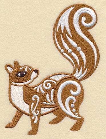 Squirrel with Flourish Embroidered Canvas Messenger Bag