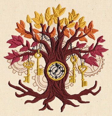 Time Tree Embroidered Canvas Messenger Bag