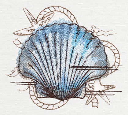 Nauticus Seashell Embroidered Canvas Field Bag