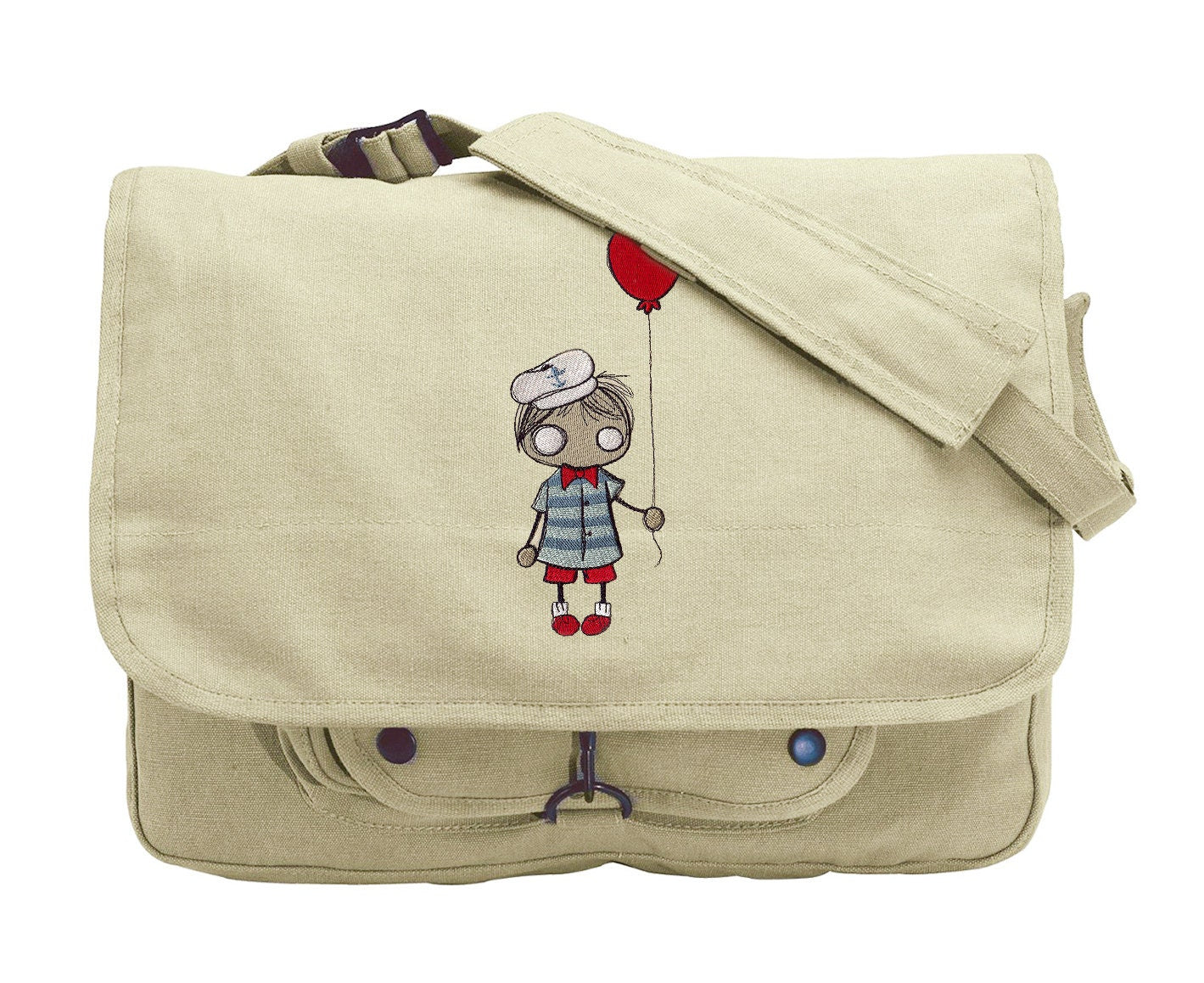 Sailor Boy Embroidered Canvas Messenger Bag