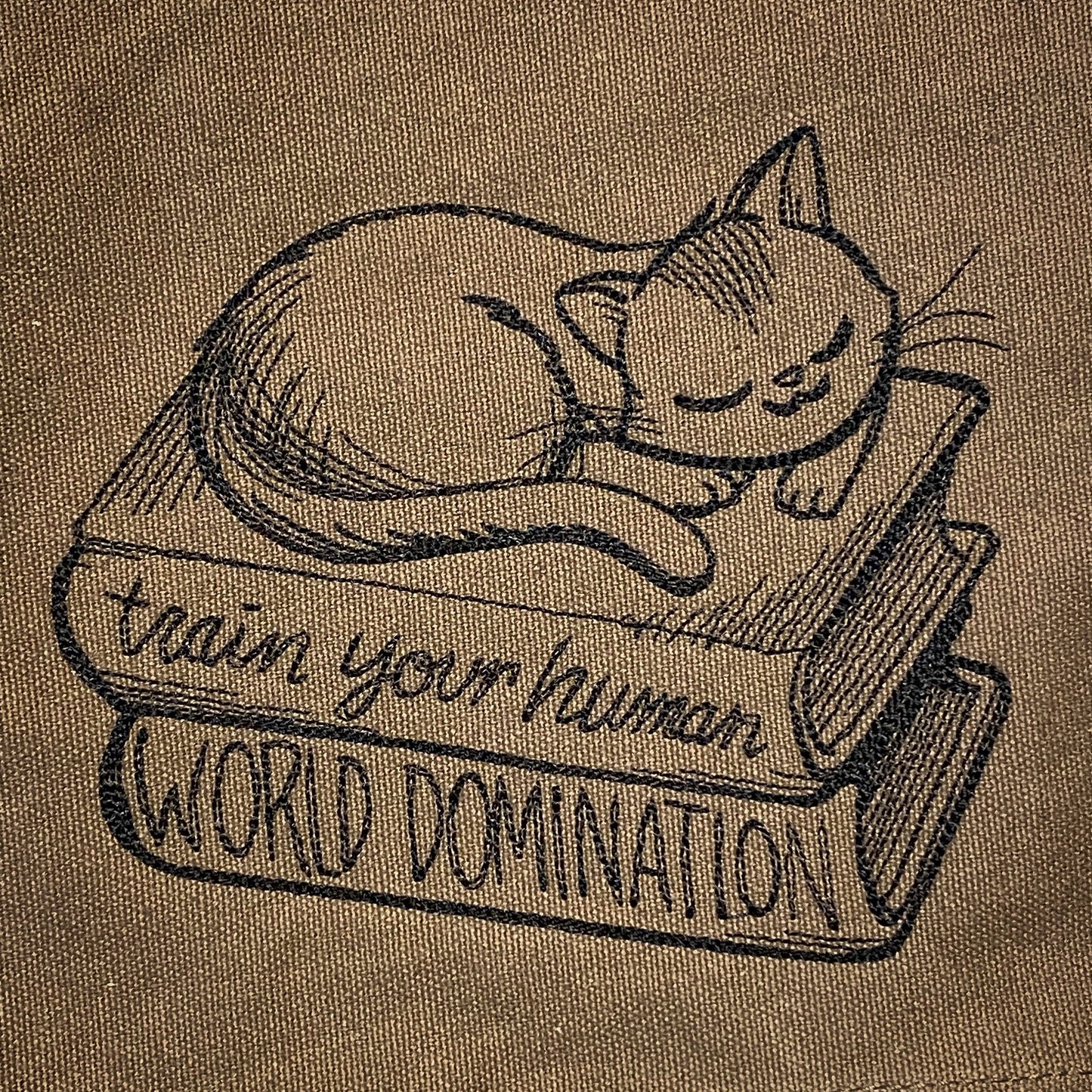 Reading Cat - Kitty Design Bag Embroidered Canvas Messenger Bag