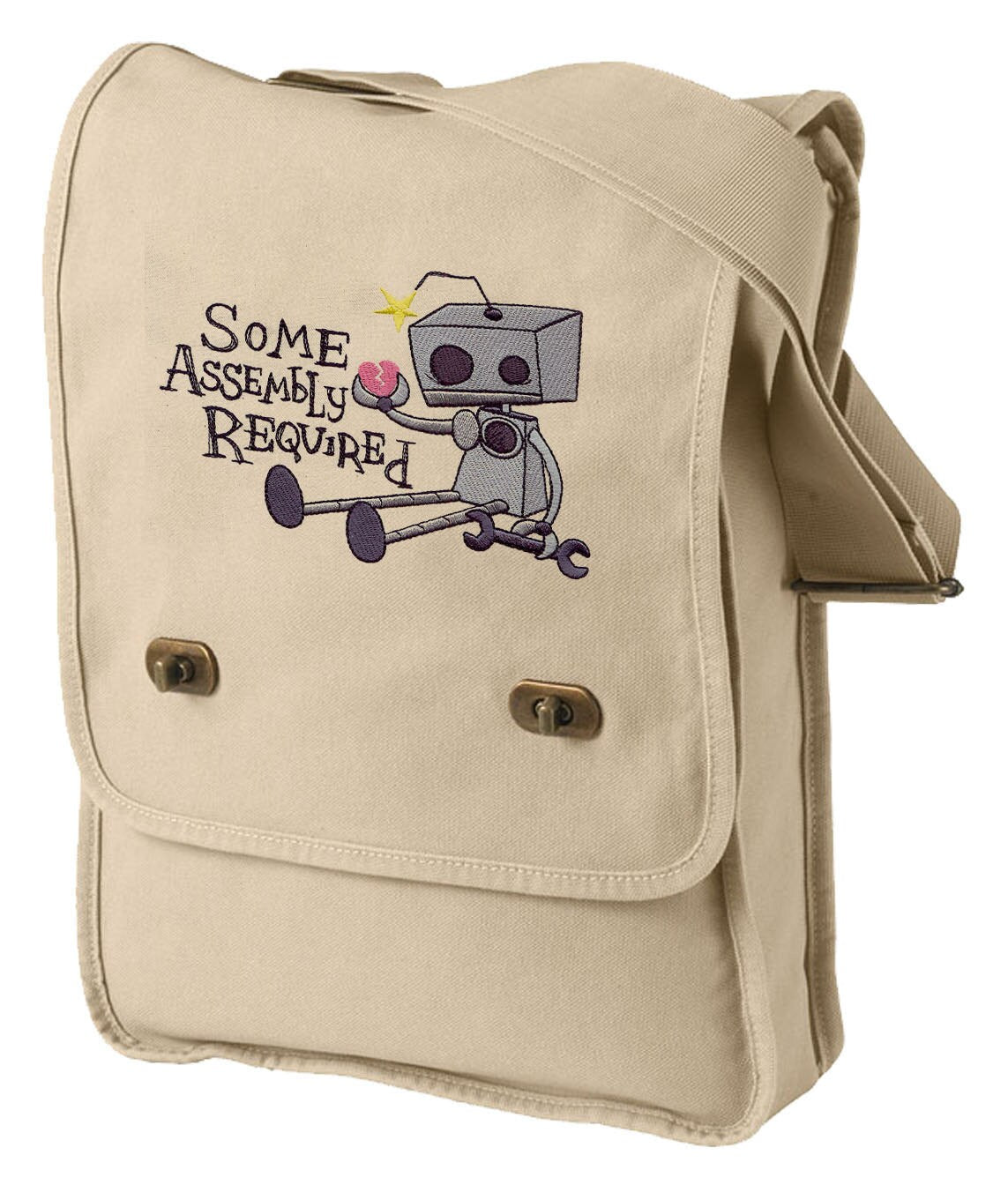 Some Assembly Required Embroidered Canvas Field Bag