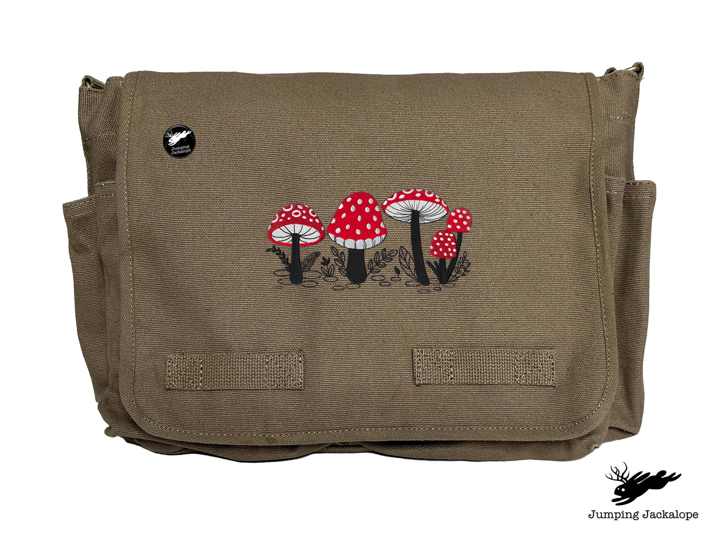 Morel of the Story Mushroom Design Embroidered Classic Canvas Messenger Bag