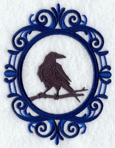 Creepy Cameo Raven Embroidered Canvas Messenger Bag