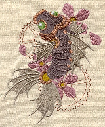 Steampunk Koi Embroidered Canvas Messenger Bag