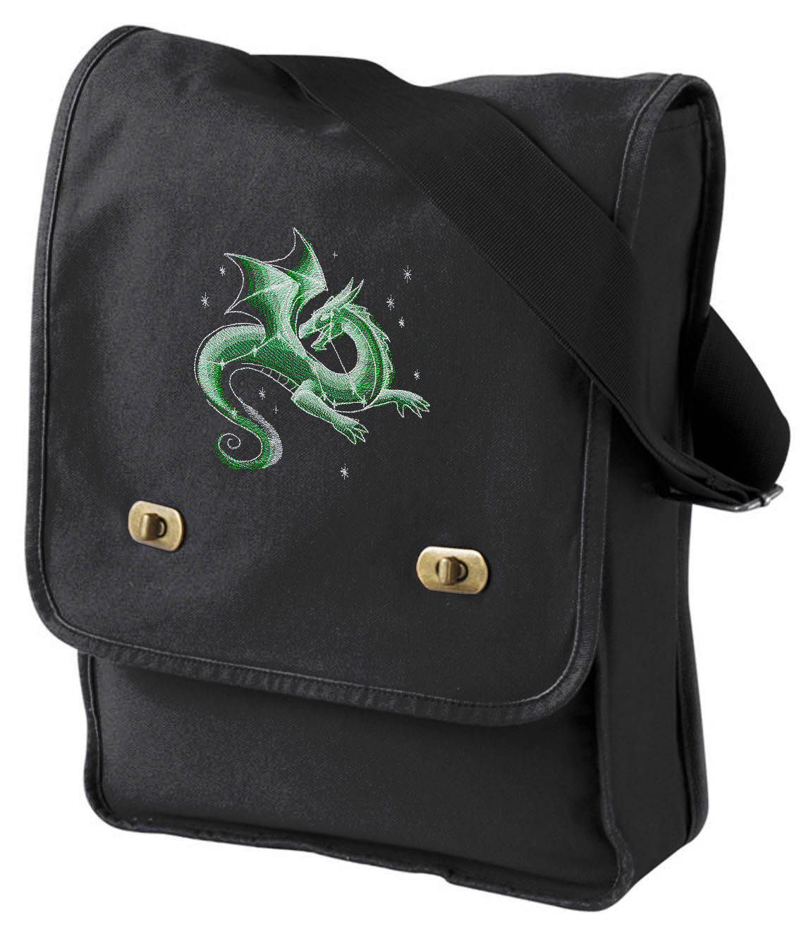 Dreamscape Glow - Celestial Dragon Embroidered Canvas Field Bag