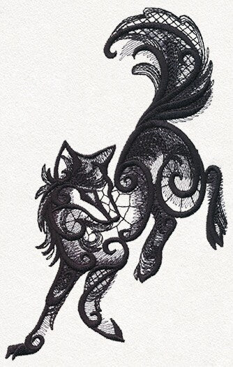 Swirling Wolf Bag, Wolf Messenger Bag, Wolf Canvas Bag, Dark Creatures - Wolf Embroidered Canvas Messenger Bag