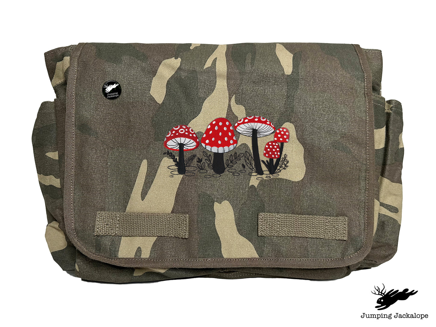 Morel of the Story Mushroom Design Embroidered Classic Canvas Messenger Bag