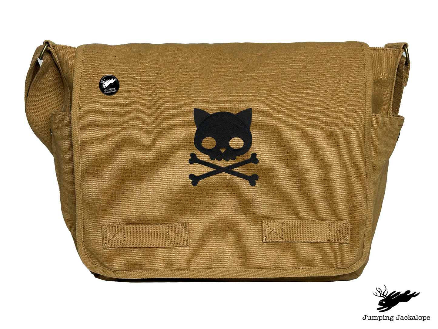 Punk Kitty Design Embroidered Classic Canvas Messenger Bag