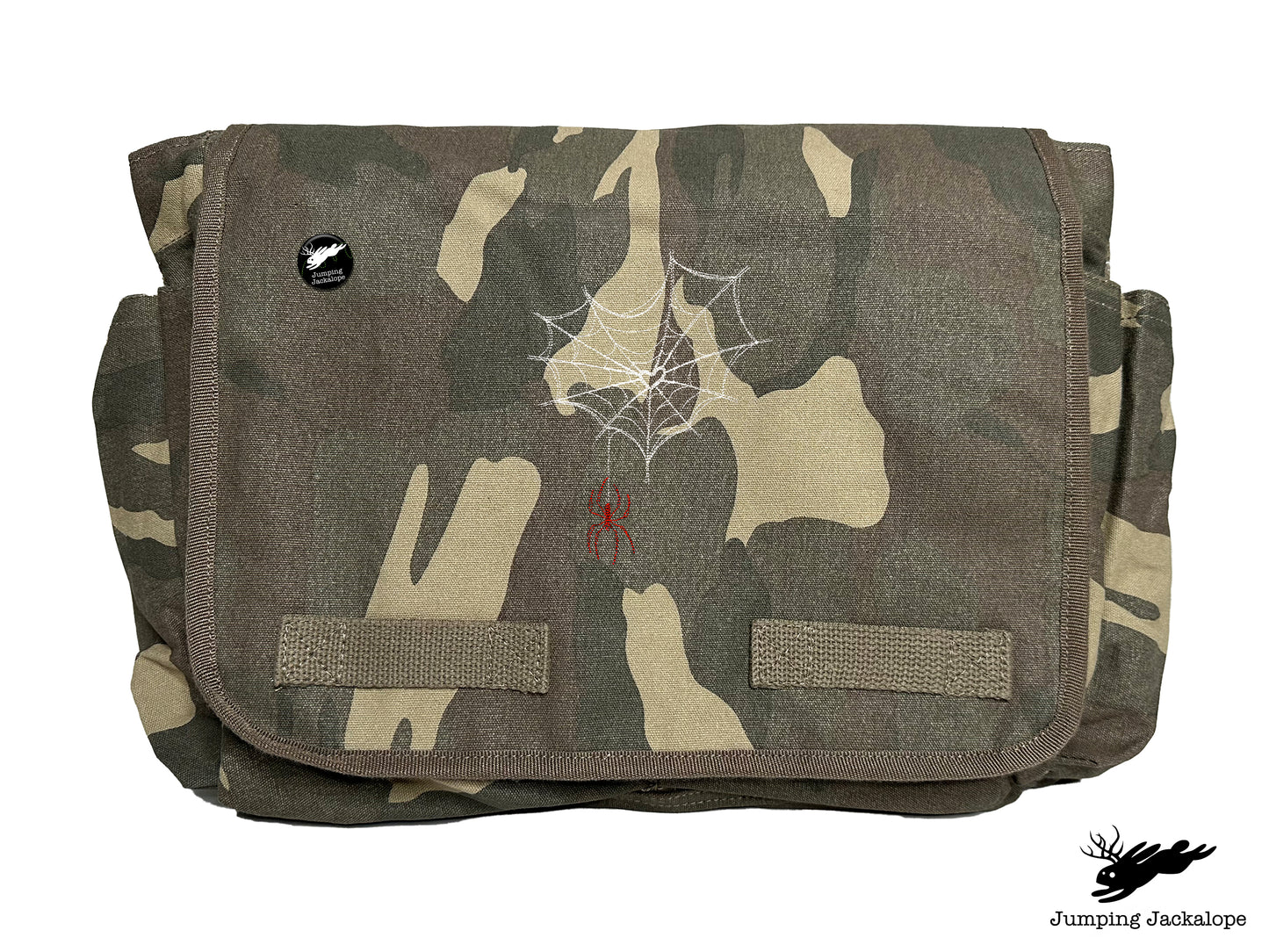 Web of Love Design Embroidered Classic Canvas Messenger Bag