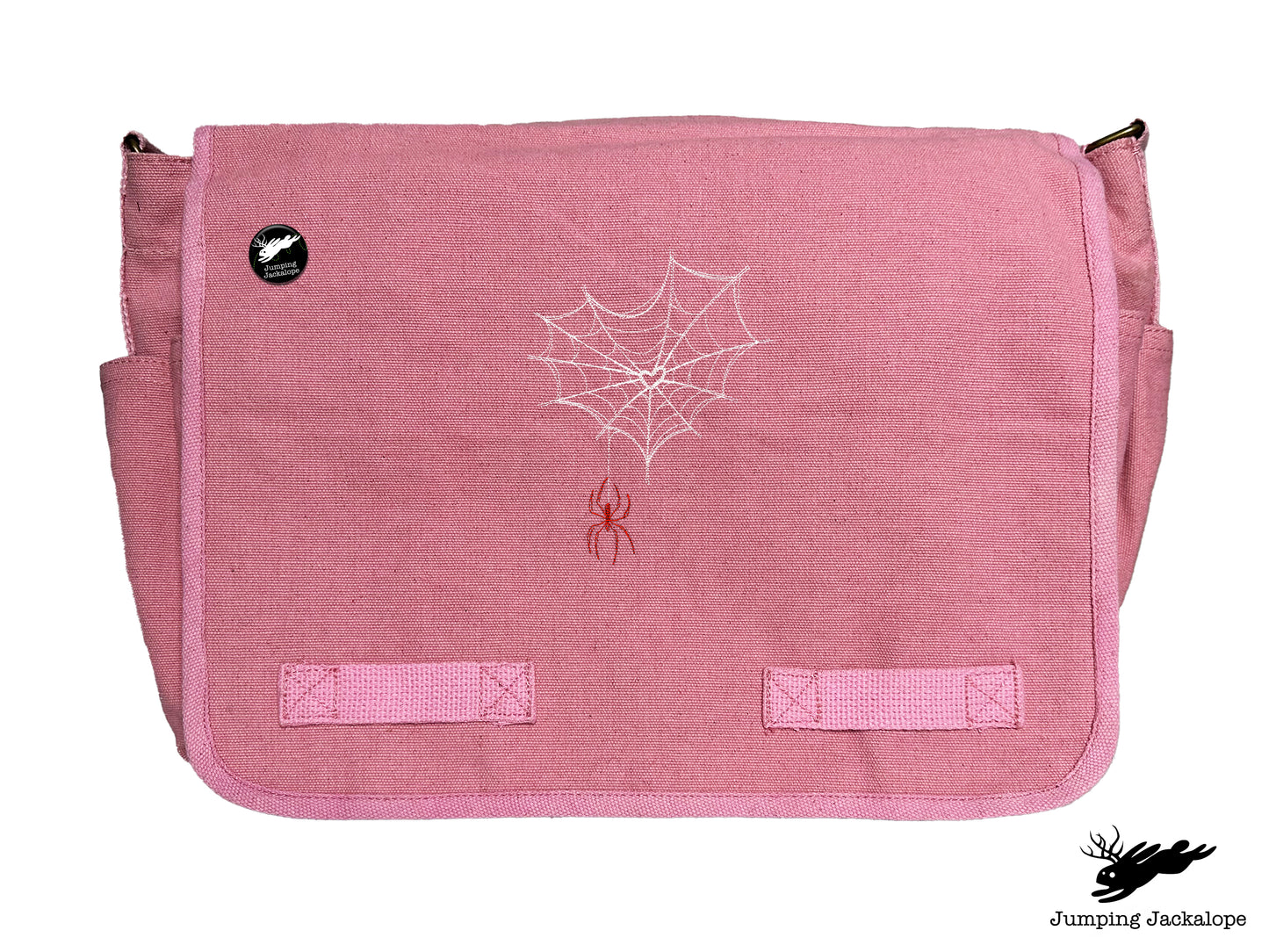 Web of Love Design Embroidered Classic Canvas Messenger Bag