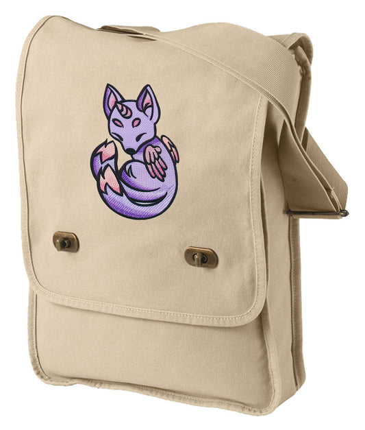 Charmed Creatures - Fox Embroidered Canvas Field Bag