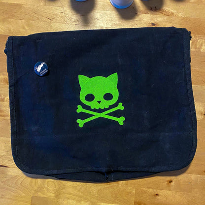 Punk Kitty Embroidered Canvas Messenger Bag