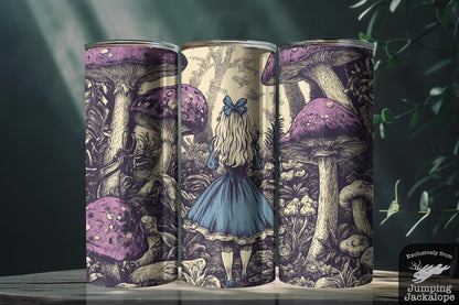 Creepy Wonderland Mushrooms Tumbler – 20oz Gothic Alice Cup | Vintage Sublimated Fantasy | Personalized Gothic Gift