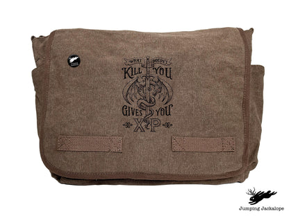 What Doesn't Kill You Gives You XP Embroidered Classic Canvas Messenger Bag