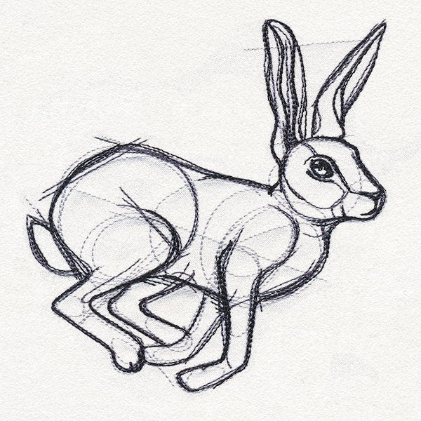 Sketchwork - Rabbit Embroidered Canvas Messenger Bag