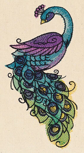 Painted Peacock Embroidered Canvas Field Bag